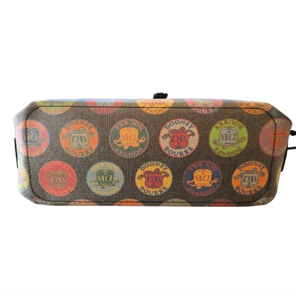 Dooney & Bourke Fanciful Tutti Frutti Medallion Black Vintage Satchel Handbag